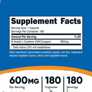 NAC 600mg Supplement Facts Nutrition Label